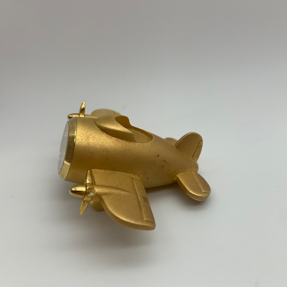 RARE Vintage Japan Movement Linden Airplane Gold Tone Small Desk Clock - Picture 6 of 11